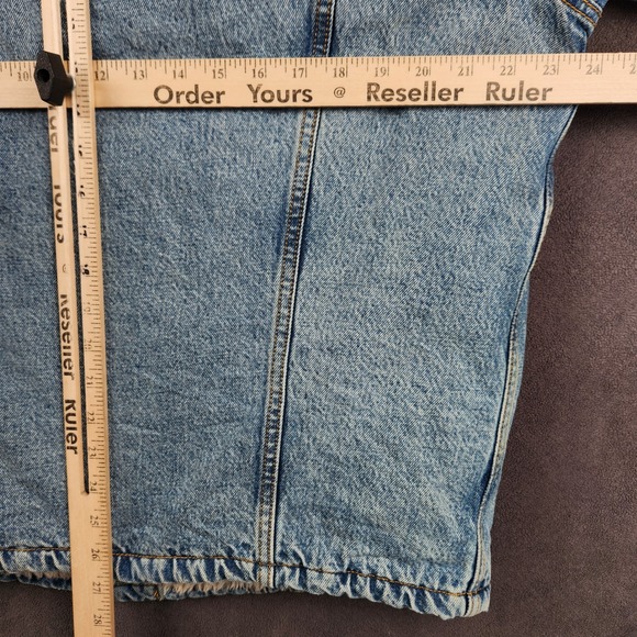 Levis Skateboarding Sherpa Trucker Jacket Mens Large Blue Denim Snap Front - Picture 12 of 14